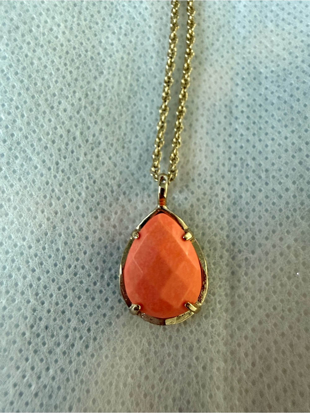 Kendra Scott Gold Necklace with Orange Teardrop Pendant - Picture 2 of 7